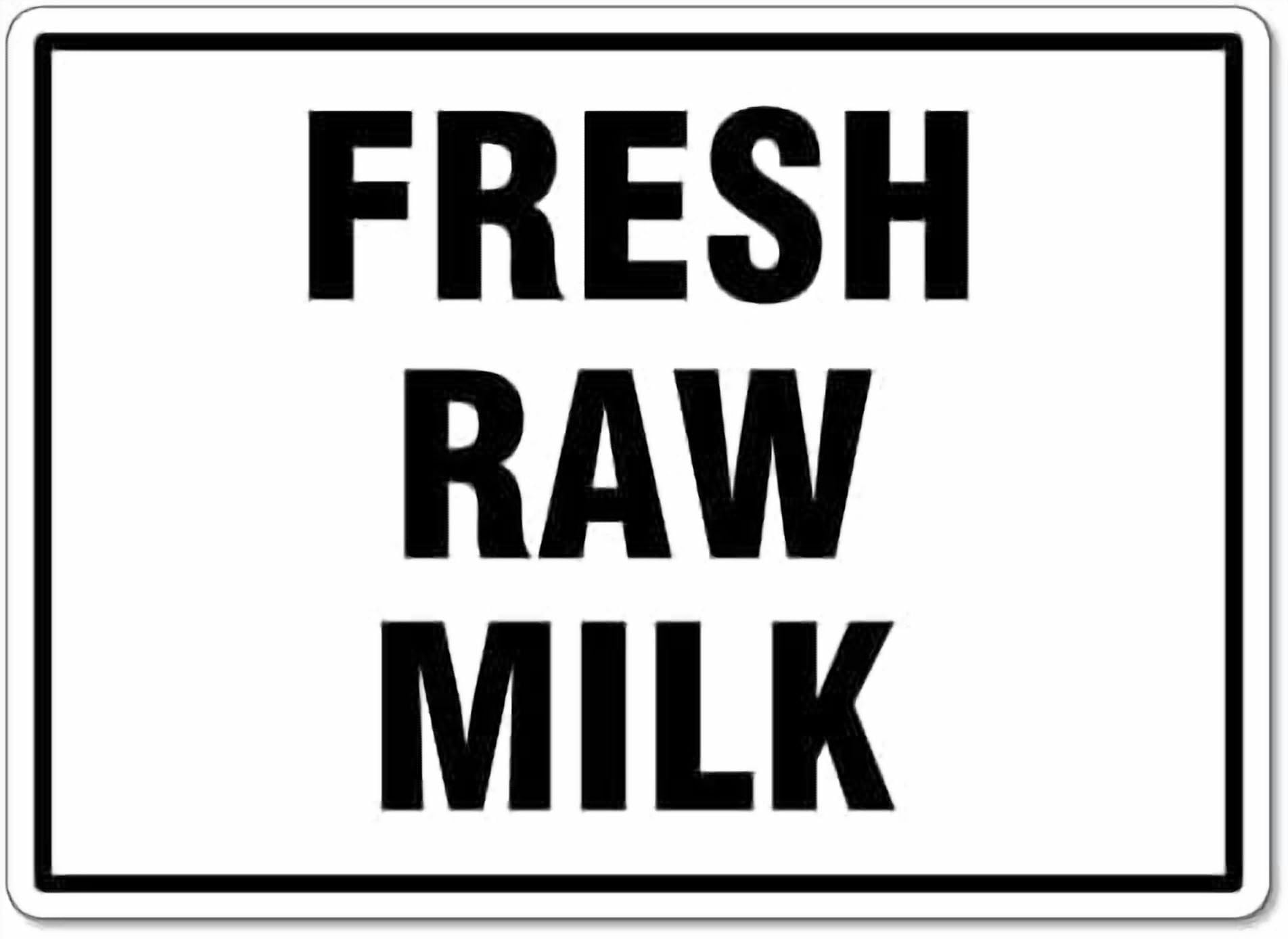 (2-Pack) Metal Tin Sign Fresh Raw Milk Sign For Sale Signs 8x12 Inch - Clear Warning for Home & Use
