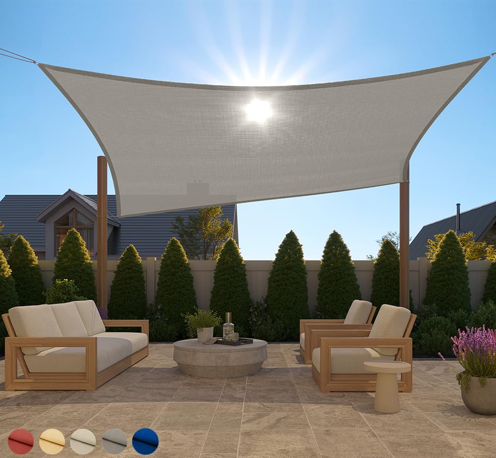 GORILLA GRIP Heavy Duty Sun Shade, UV Protection Fade Tear and Rust Resistant Rectangle Sunshade Canopy, Curved Edges Blocks Sunlight, Breathable Sail, Outdoor Patio, Lawn Garden, 6x10 FT Gray