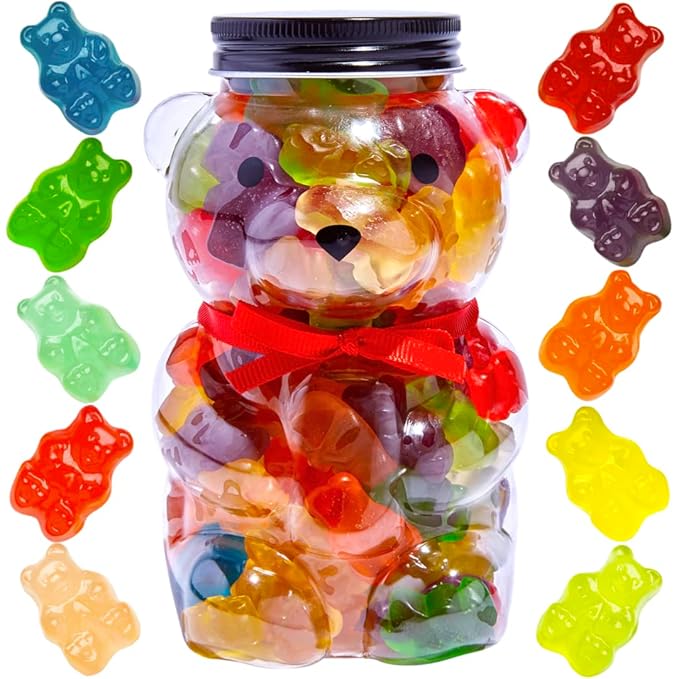 Purple Plum Gummy Bears Jar Candy GiftReady Plastic Jar