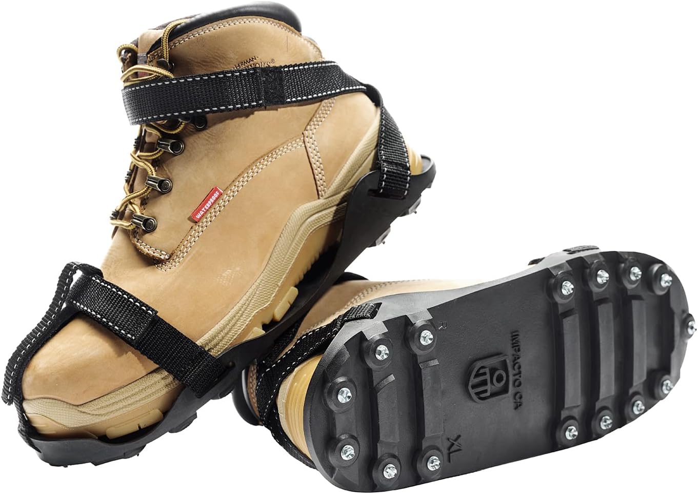 MPACTO Sasquatch Ice Traction Cleats by IMPACTO - Small Steel Cleats (M6.5-8, W8.5-9.5), Sandal Style, Adjustable Straps, Hexagonal Grip for Shoes & Boots Safety