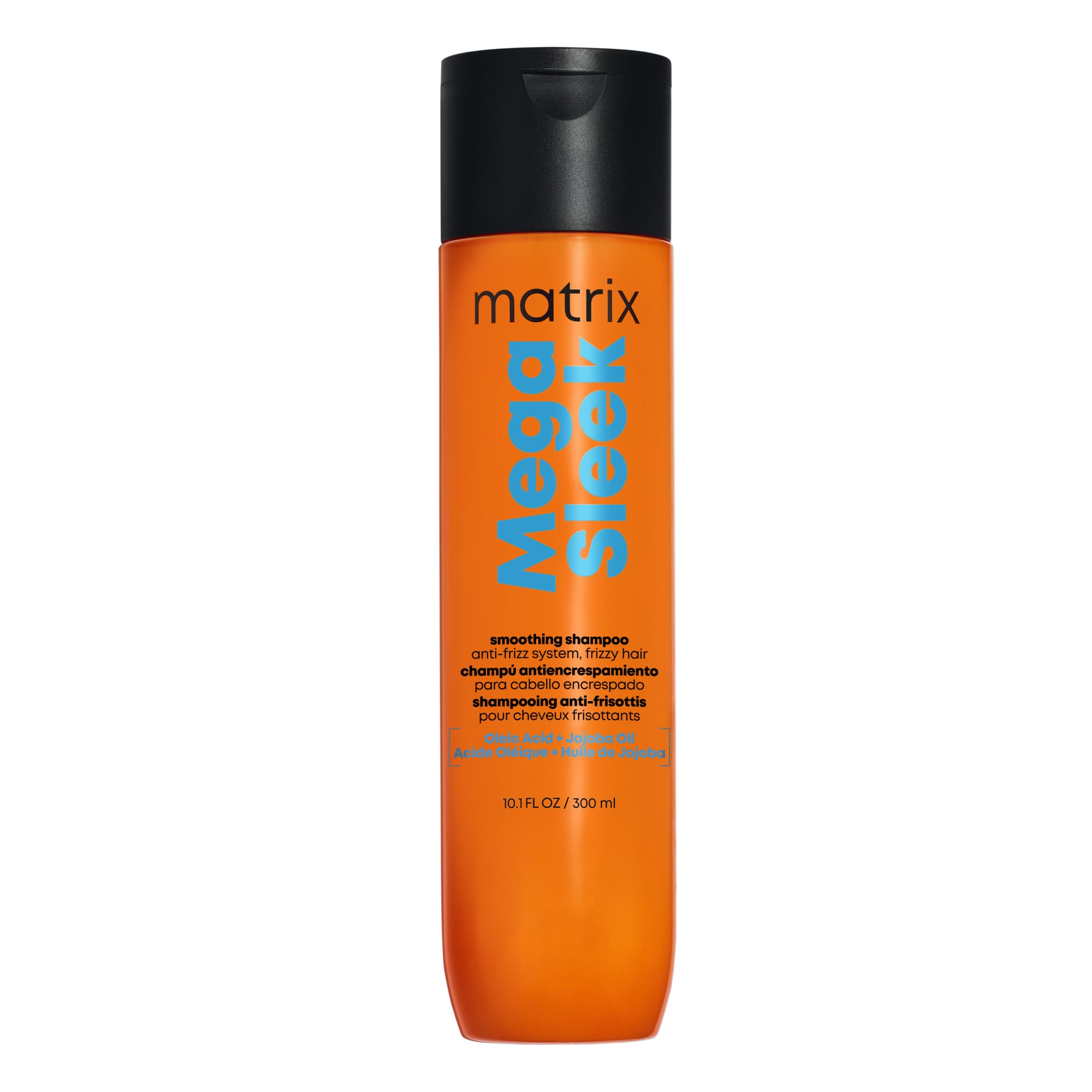 Matrix Mega Sleek Anti-Frizz Smoothing Shampoo, Professional Formula, For All Types of Frizzy Hair, Sulphate Free, Cleanses, Disciplines and Protects Against Moisture, 300 ml