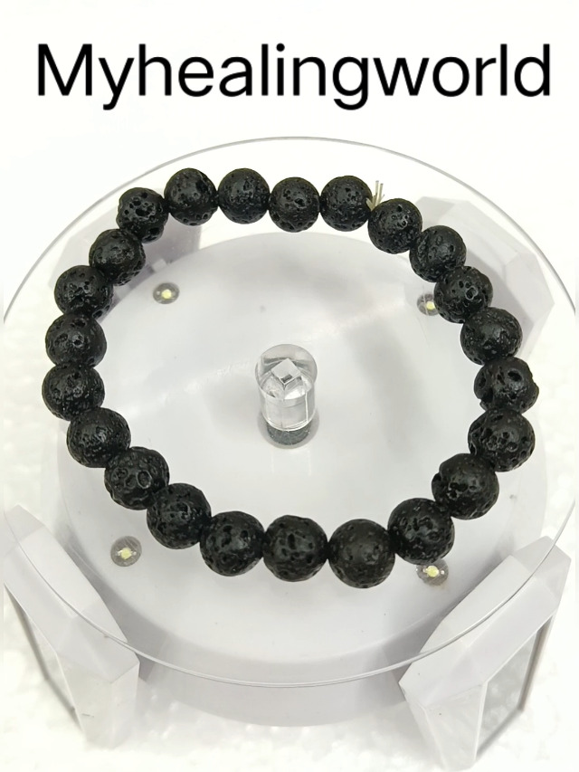 Natural Healing Crystal Bracelet Set - Black Tourmaline, Lava Rock, Chakra Stones | 8MM Beads, Unisex, Adjustable
