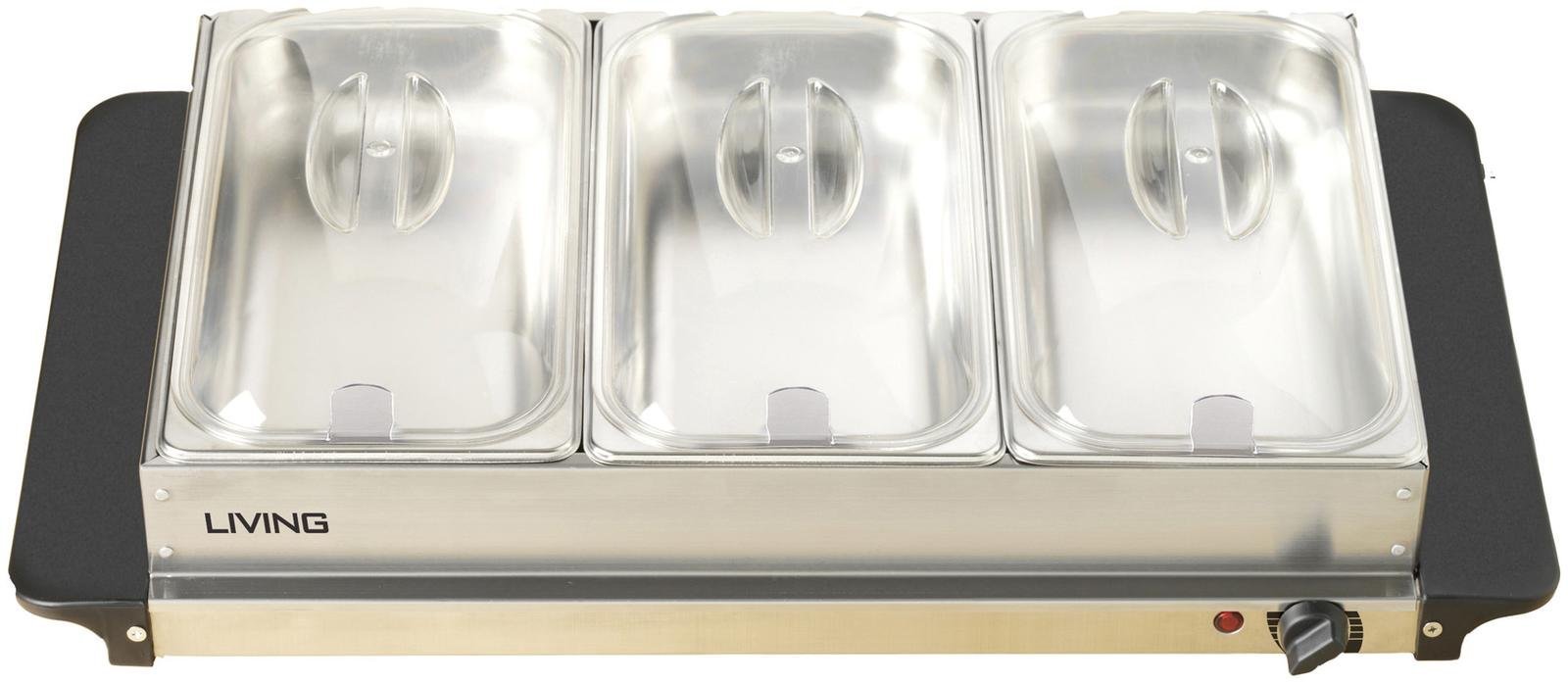 Nostalgia BCD992 Living Collection 2.5-Quart 3-Station Buffet Server and Warming Tray