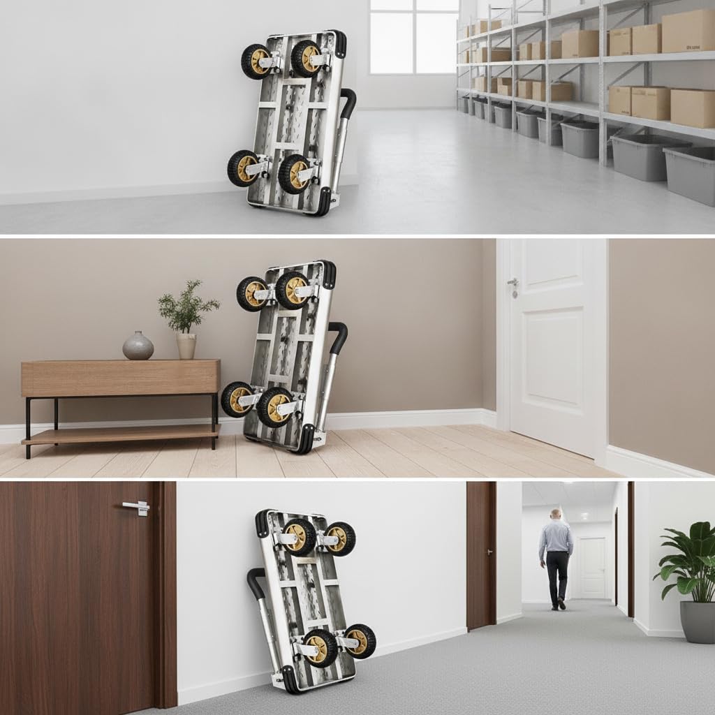 Klappbar Plattformwagen, Metall, e Gummi Räd, Transportwagen Gummirollen, Warenliefungen annehmen, Für Büroangestellte, 125 * 75 mit 6 Zoll leisen Fackelrädern
