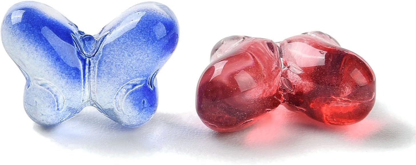 LiQunSweet 100 Pcs Transparent Glass Butterfly Bead Bracelet Beads Colorful Handcrafted Crystal Loose Glass Bead for DIY Jewelry Making - Image 4