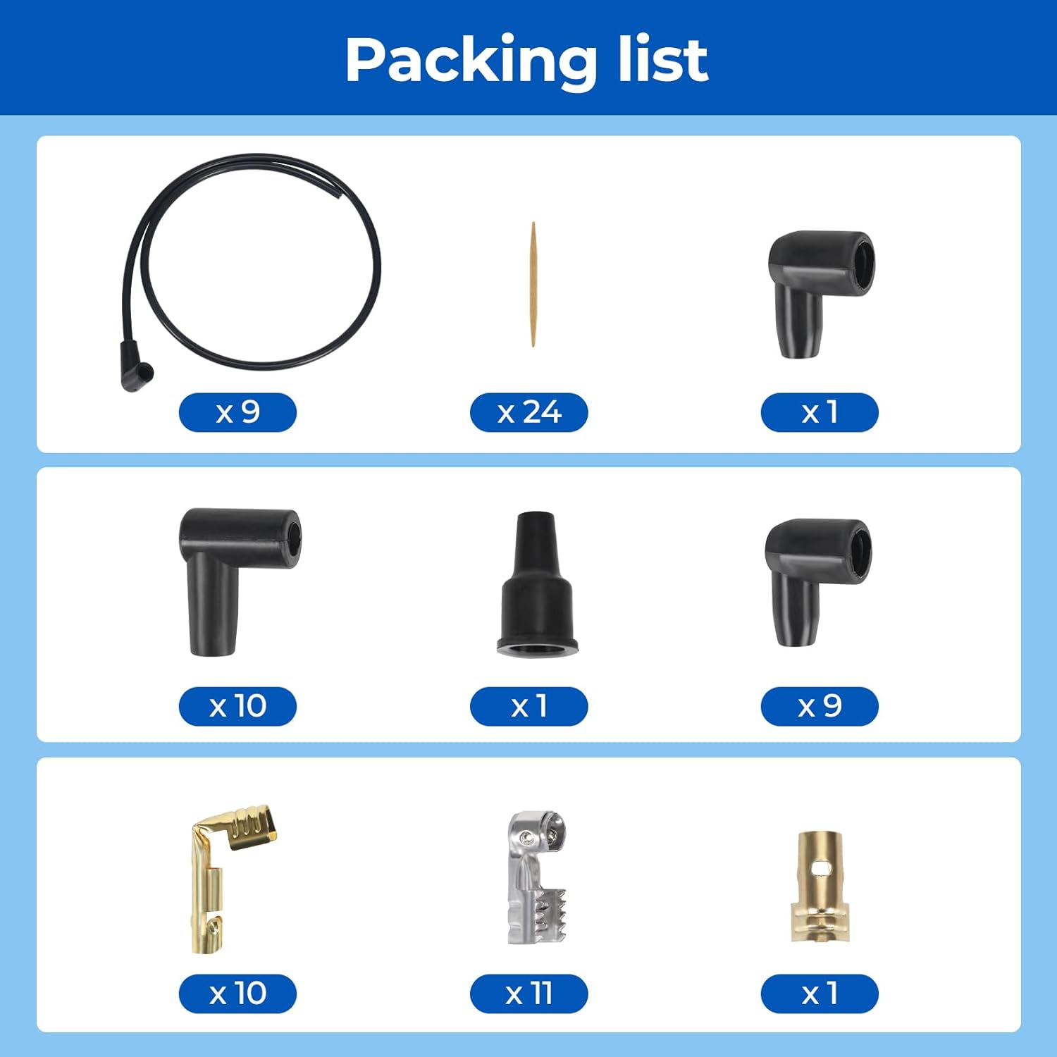 8mm Universal HEI Spark Plug Wire Set, High Performance Compatible with MSD 5553, 90 Degree Silicone Boots