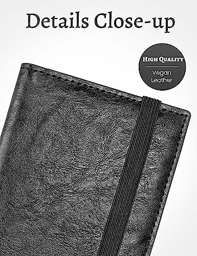 Image of Yarnic Checkbook Cover for Personal Checkbook Holder with Pen Holder | Check Book Covers & Built-in Clear Plastic Divider for Duplicate Checks (Black)