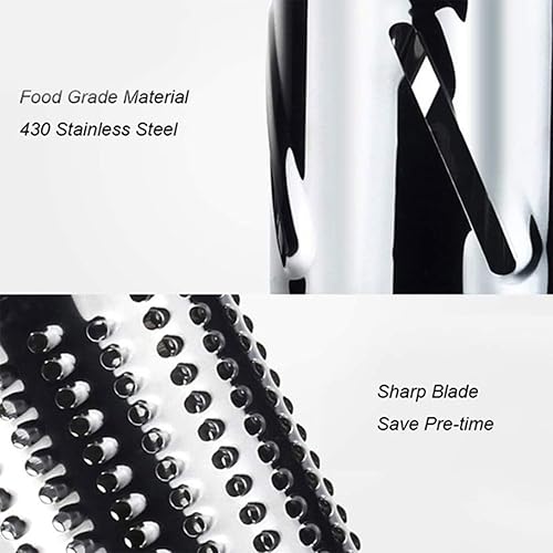 Miniatura 6 de Rallador giratorio de queso, trituradora de queso redonda de velocidad manual con 3 cuchillas intercambiables, cortador de mandolina, molinillo de