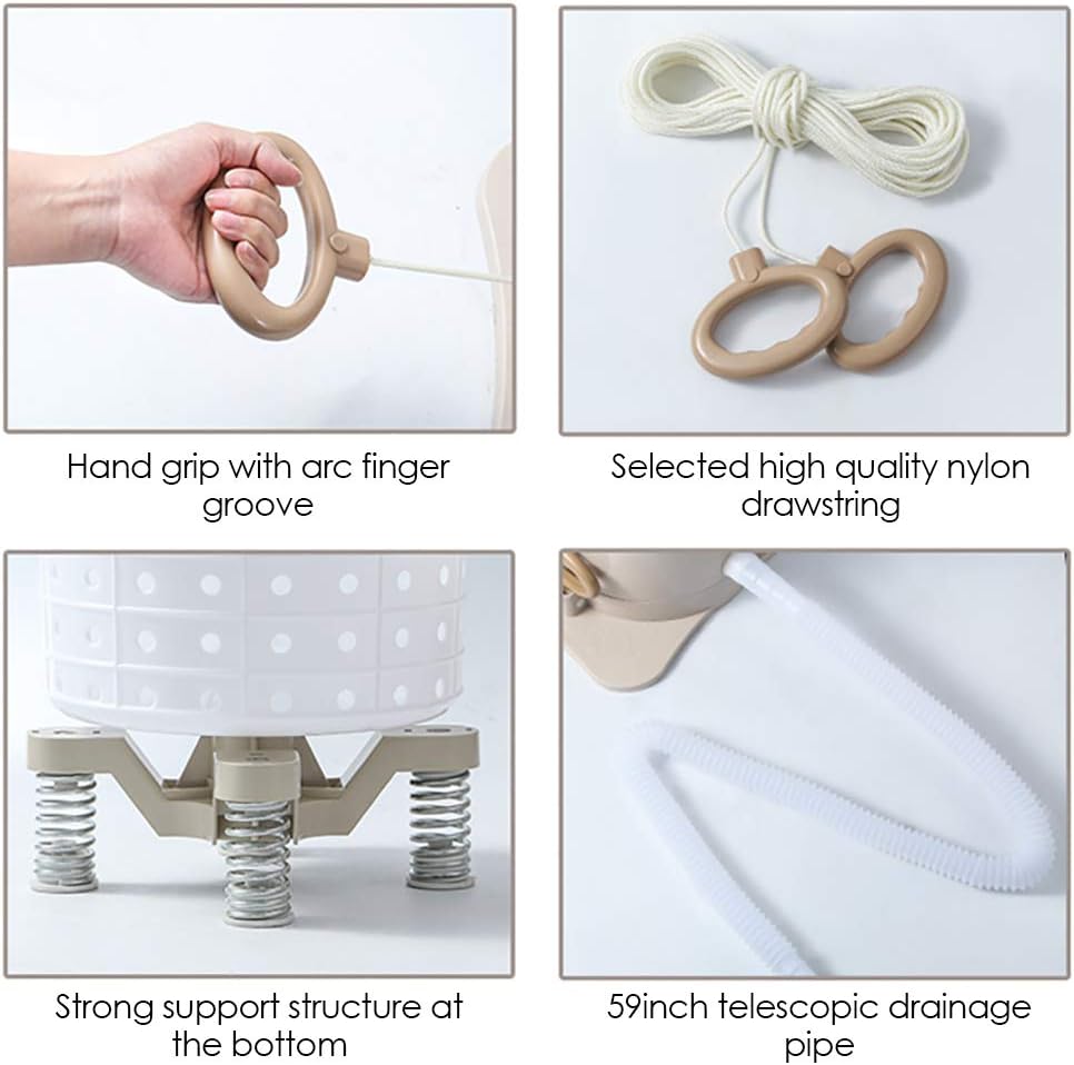 New Deal SEAAN Camper Mini Manual Clothes Dryer Portable Machine Laundry Dryer Machine Alternative Spin Dryer For Apartments(Apricot)