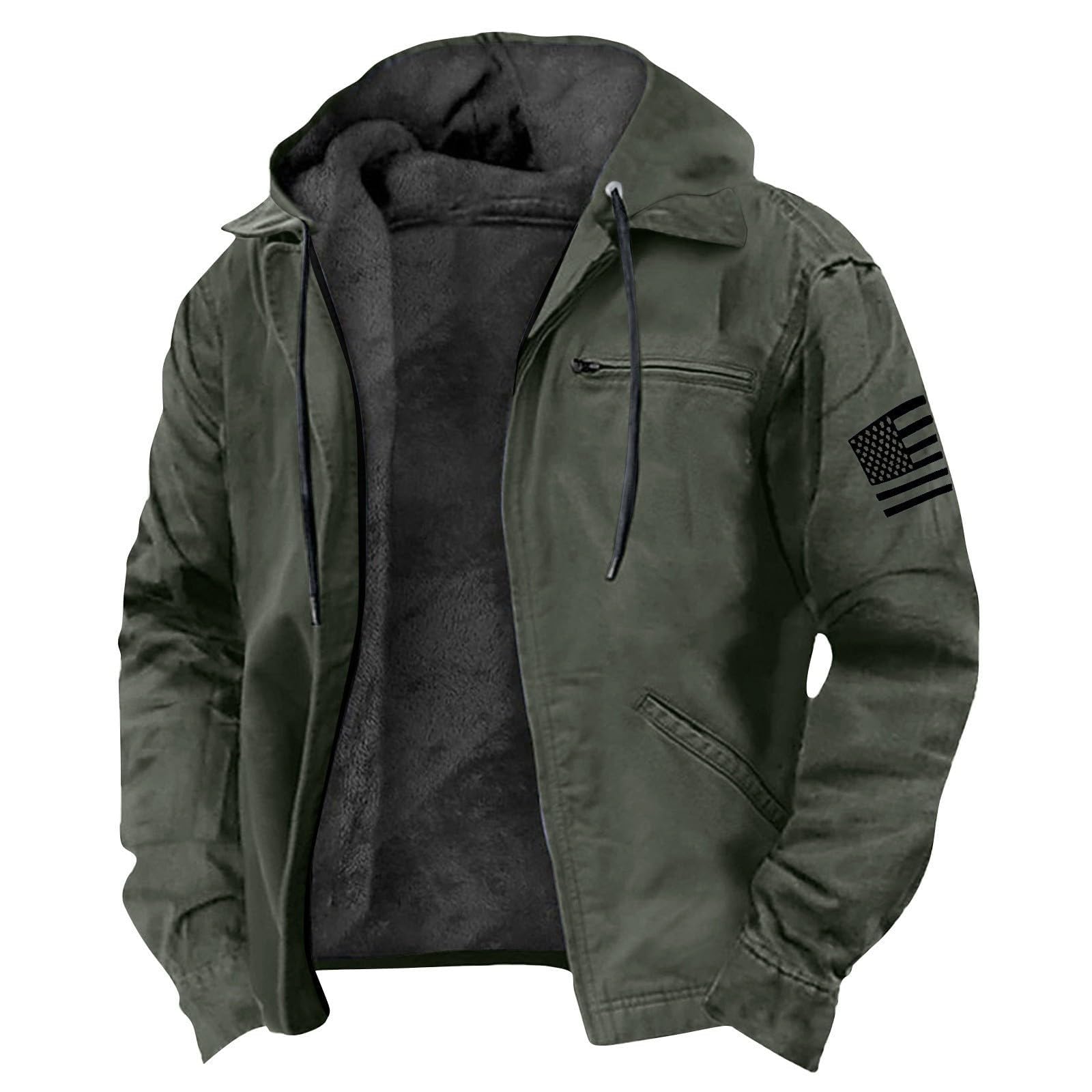Chaqueta de invierno para hombre, cálida, de entretiempo con cremallera, forro polar, térmica, cortavientos, tallas grandes