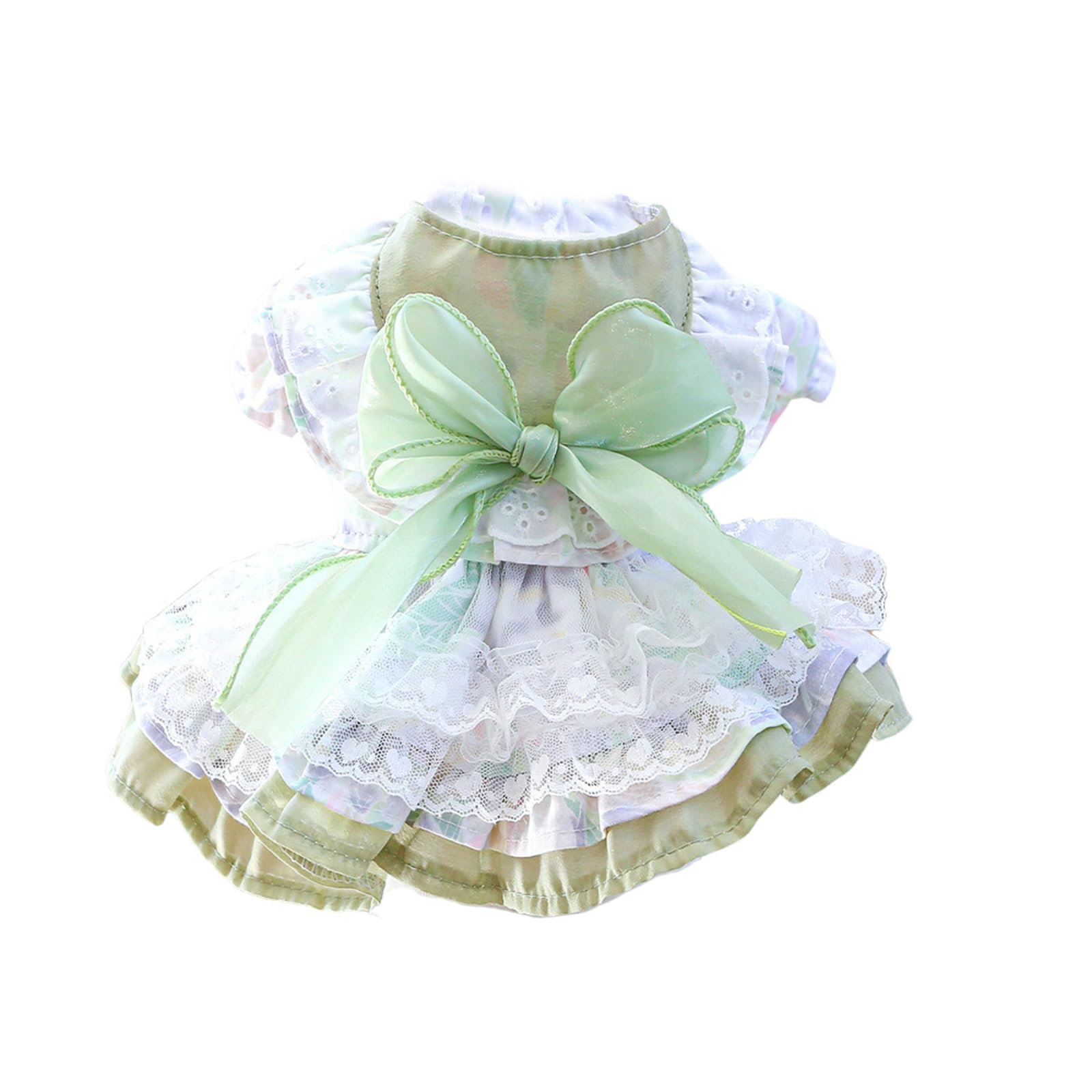 BT Bear Dog Dress,Bow Princess Tutu Dresses for Girl Dogs Cute Fashion Pet Skirt Apparel for Cats Small Medium Dogs Pets,Flower Green XL