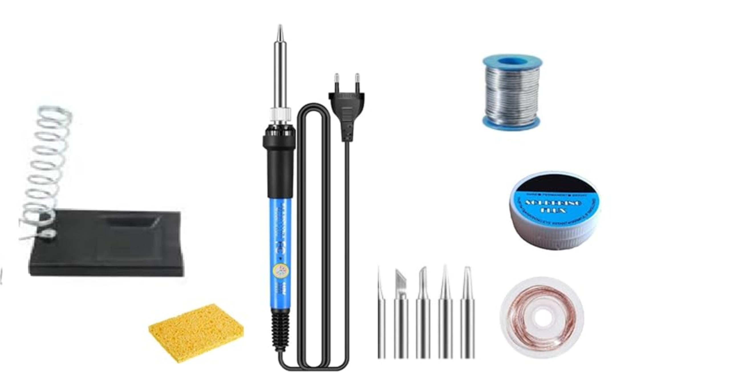 60 Watts Temperature Controlled Soldering Iron Kit (Pack of 7) Temperature Variable with 5 Different Copper Bits