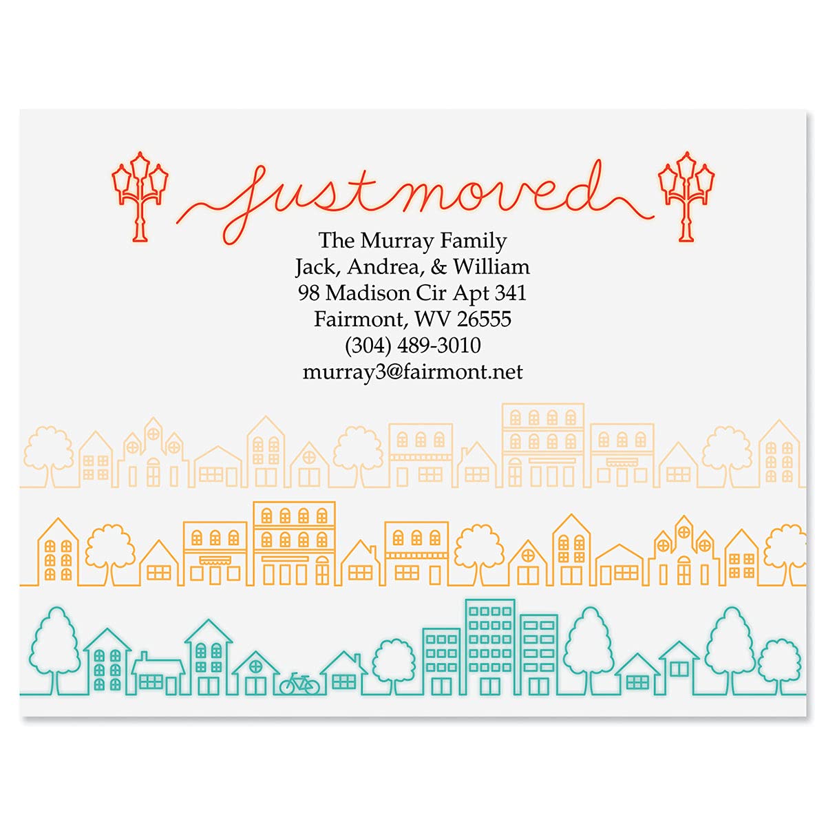 Colorful Images TreeLine Personalized New Address Postcards, Set of 24 Moving Announcements, 5-¼ x 4 inches