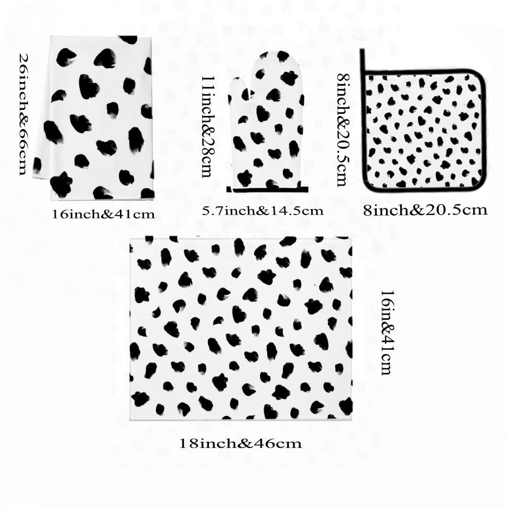 9PCS Dalmata Spot Print Cucina Decor e Accessori Set