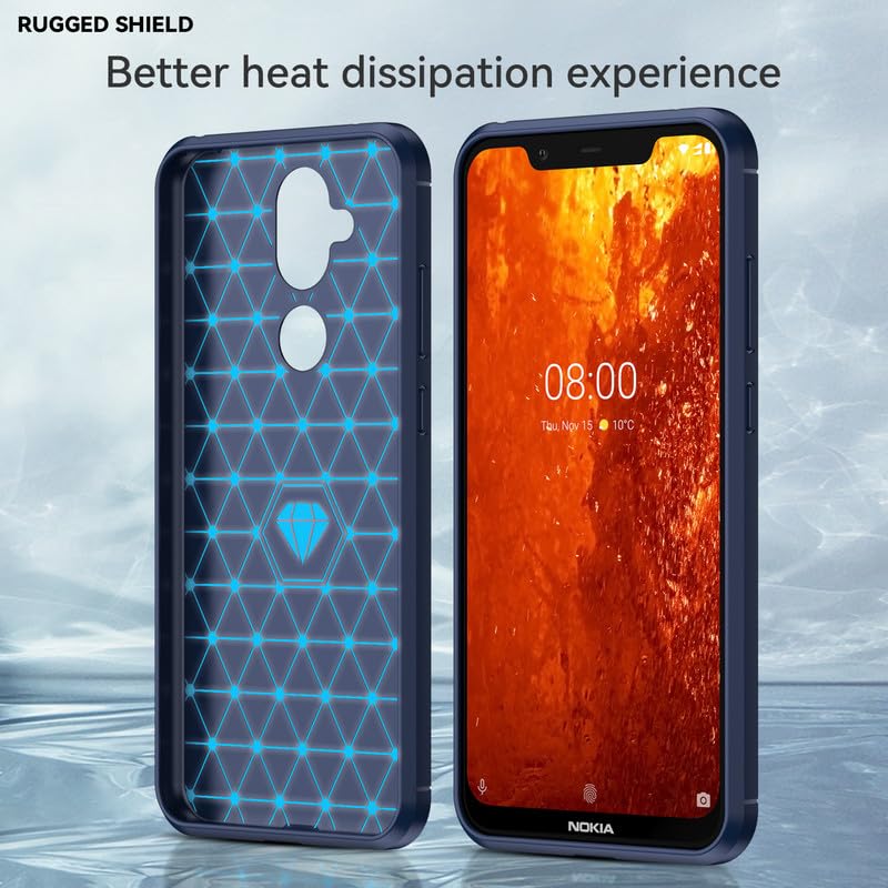 Image of Hybrid Carbon Fiber Back Case for Nokia 8.1 (Blue)