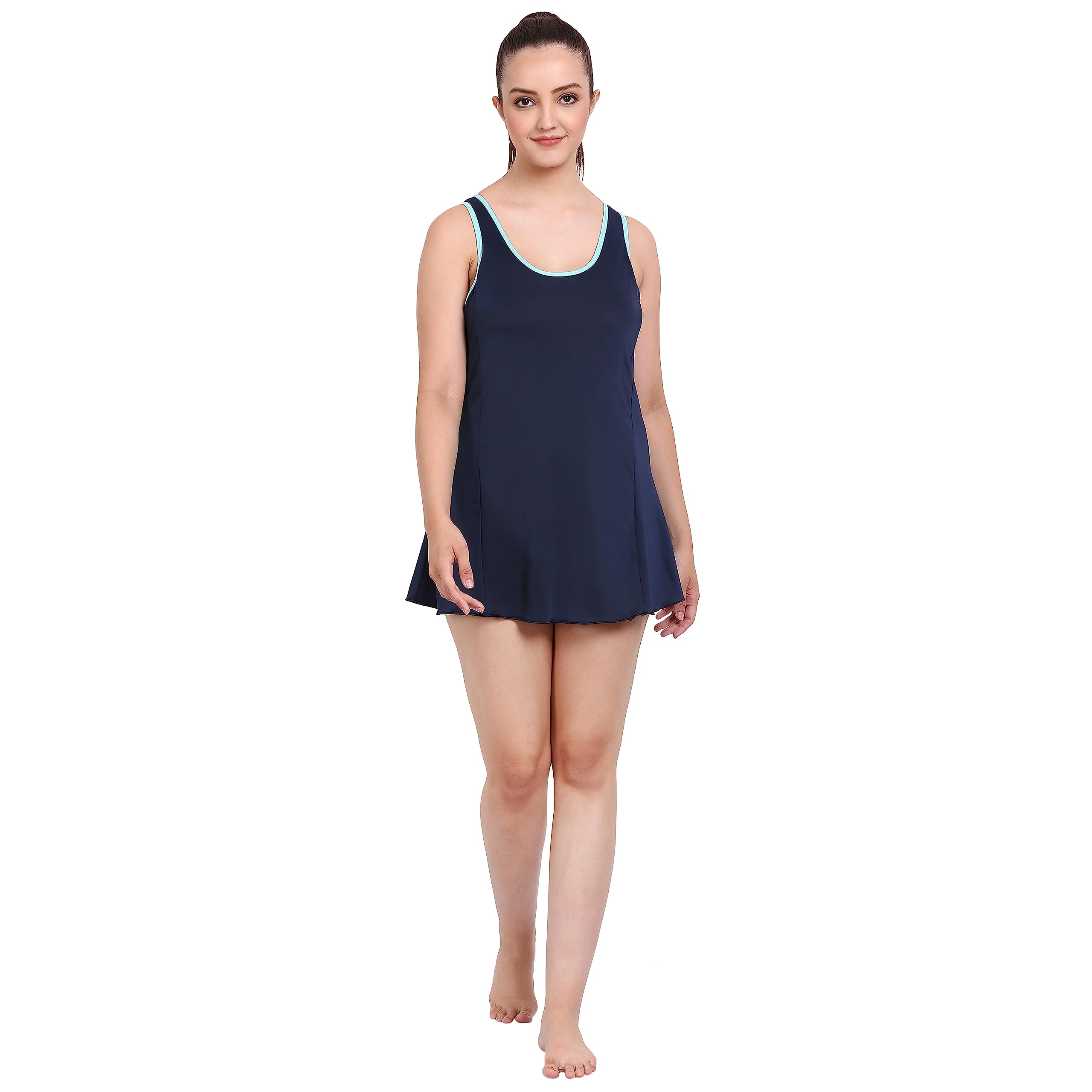 wavemax One Piece A-Line Solid Navy Blue Colour with Attached Bottom Wear Swimwear/Swim Suit for Women and Girls (Nylon Lycra)-picture-30