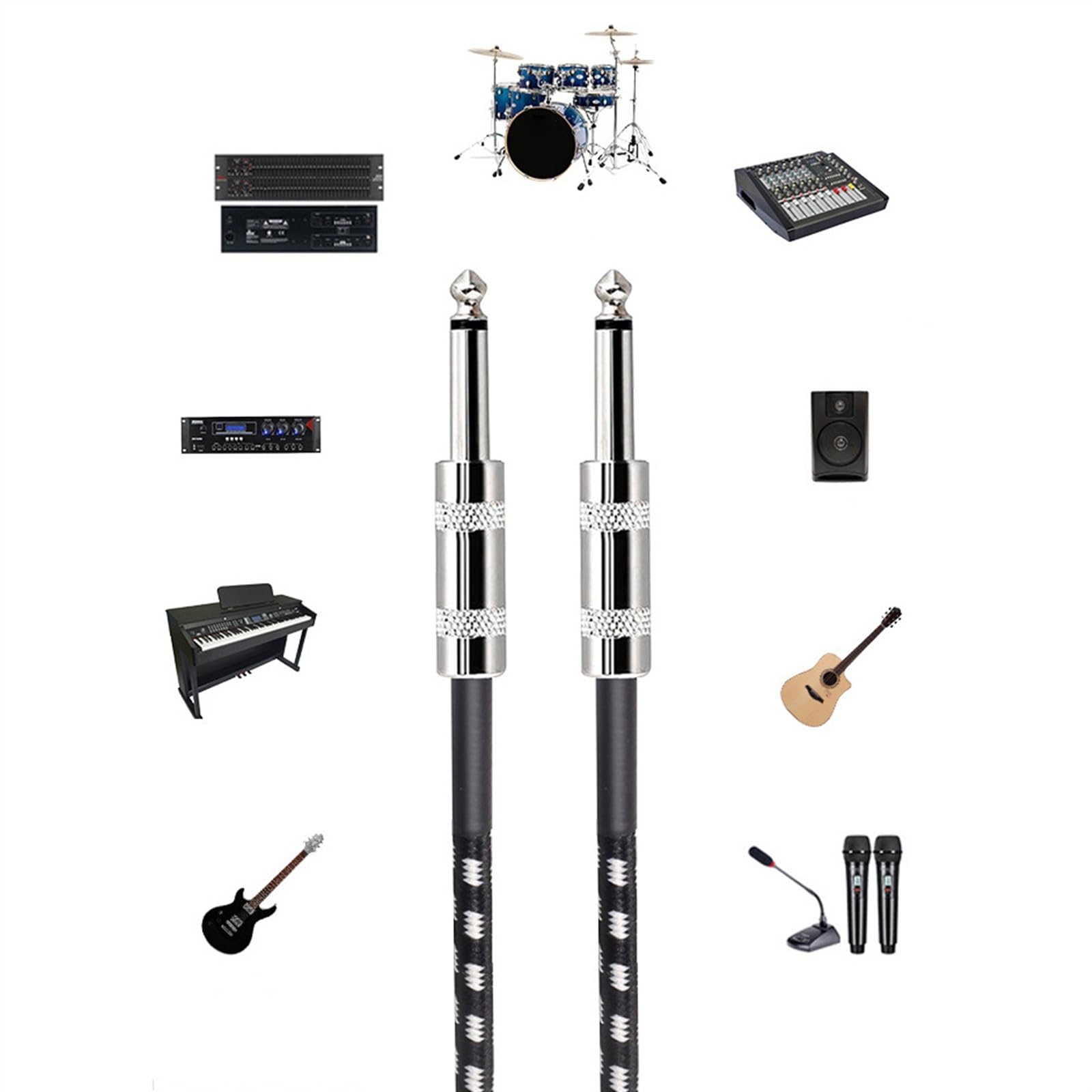 akcesoria do gitary 6.35 MM Przewód Połączeniowy Gitary Skrzynka Elektryczna Gitara Bęben Instrument Linia Audio Linia Redukcji Szumów 3 Metry (Size : 04)