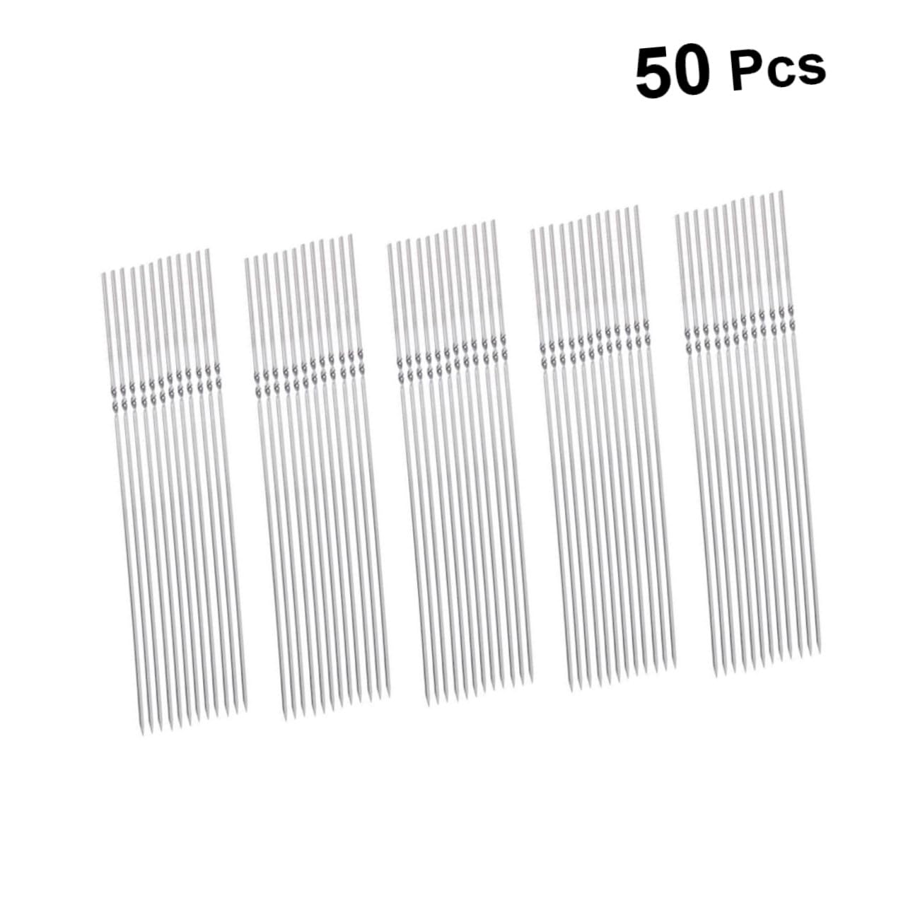 Brochetas de Barbacoa de Acero Inoxidable 45cm 50 Piezas Anchas | Plata, Diseño y Grosor Extra, Pack Reutilizable para Camping y Reuniones en Casa