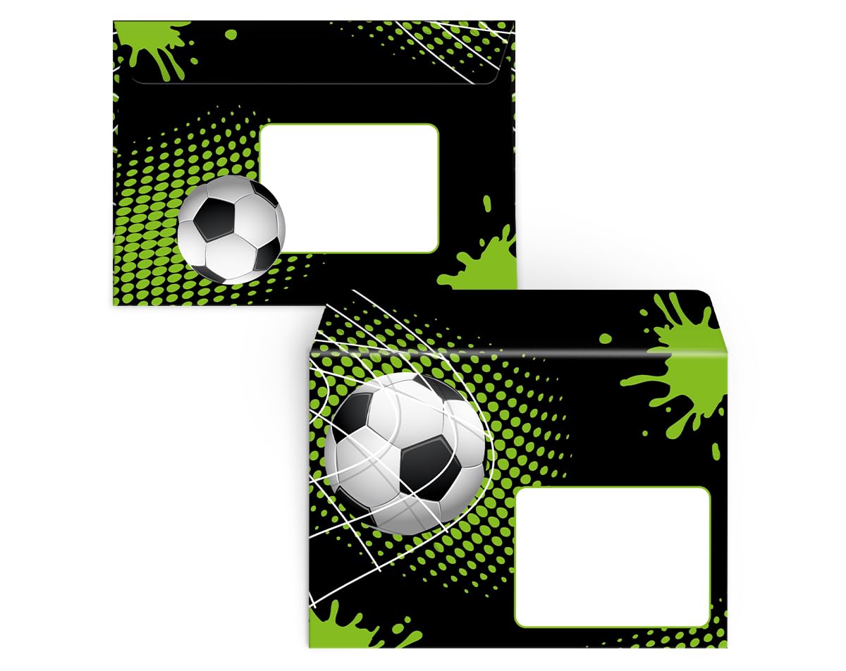 Fußball Einladungskarten Kindergeburtstag - 6er Set In Schuhform Schwarz-Gold