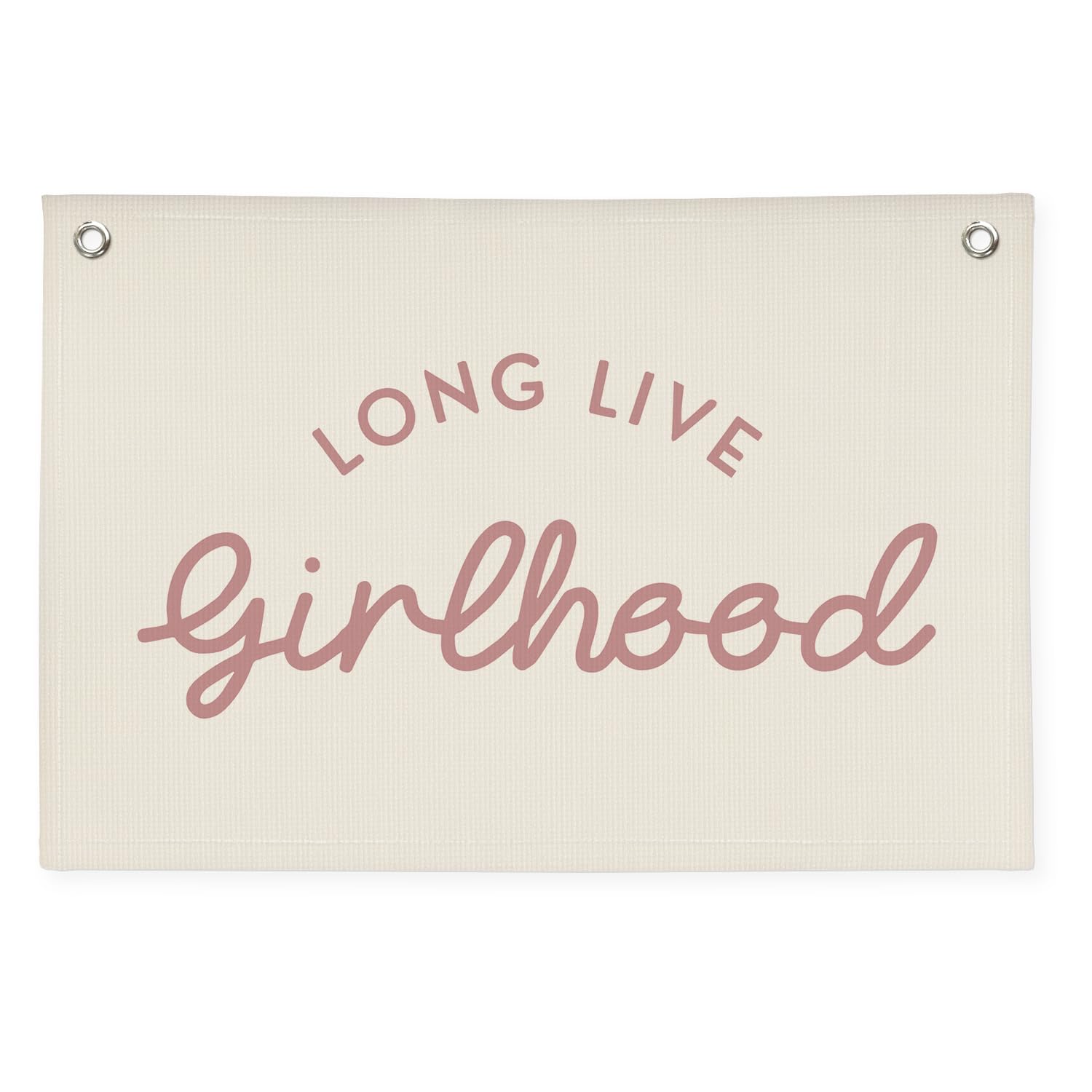 Girls Room Decor Long Live Girlhood Linen Banner Hanging Flag Retro Banner for Nursery Playroom Wall Decor for Kids Bedroom Decorations,Baby shower gifts 30x20 In (Pink Letter)