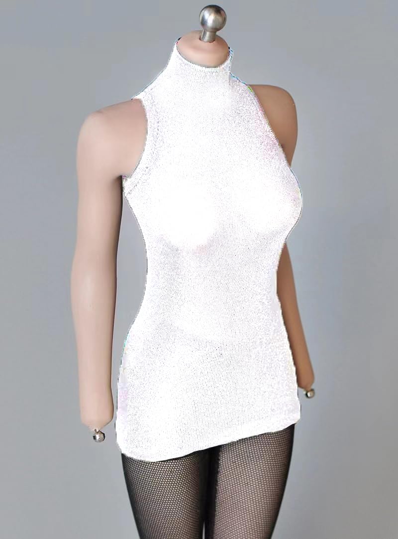 Robe blanche 1/6 AMITD vêtement souple ajusté sans pli disgracieux