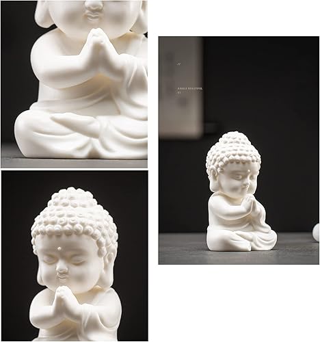 Miniatura 6 de MINMEER Estatua de Buda para decoración del hogar estatua de Buda de meditación de yoga estatua de Buda de bebé blanca de porcelana para Zen de 4