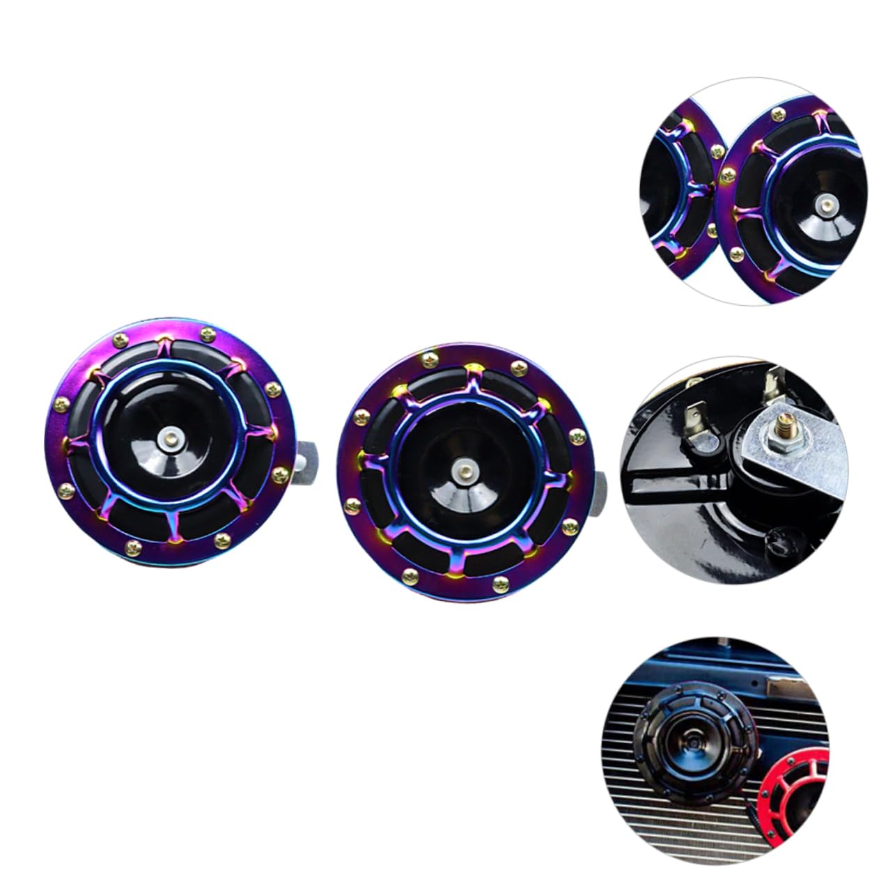 Amosfun 1 Paar Super Lautes Auto Horn Bunte Druckluft Hupe für Motorrad Wasserdichtes Lufthorn für Fahrzeugmodifikationen Einfache Installation