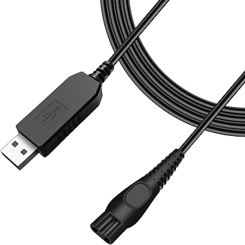 15V USB Charging Cable for Philips Shaver, Norelco One Blade & All-in-One Grooming Trimmers - Replacement HQ8505 Charger Cord,Compatible with Philip Series 3000 5000 7000 Black