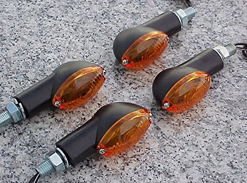 i5 Black/Amber Cat-Eye Turn Signals compatible with Honda Kawasaki Suzuki Yamaha Harley