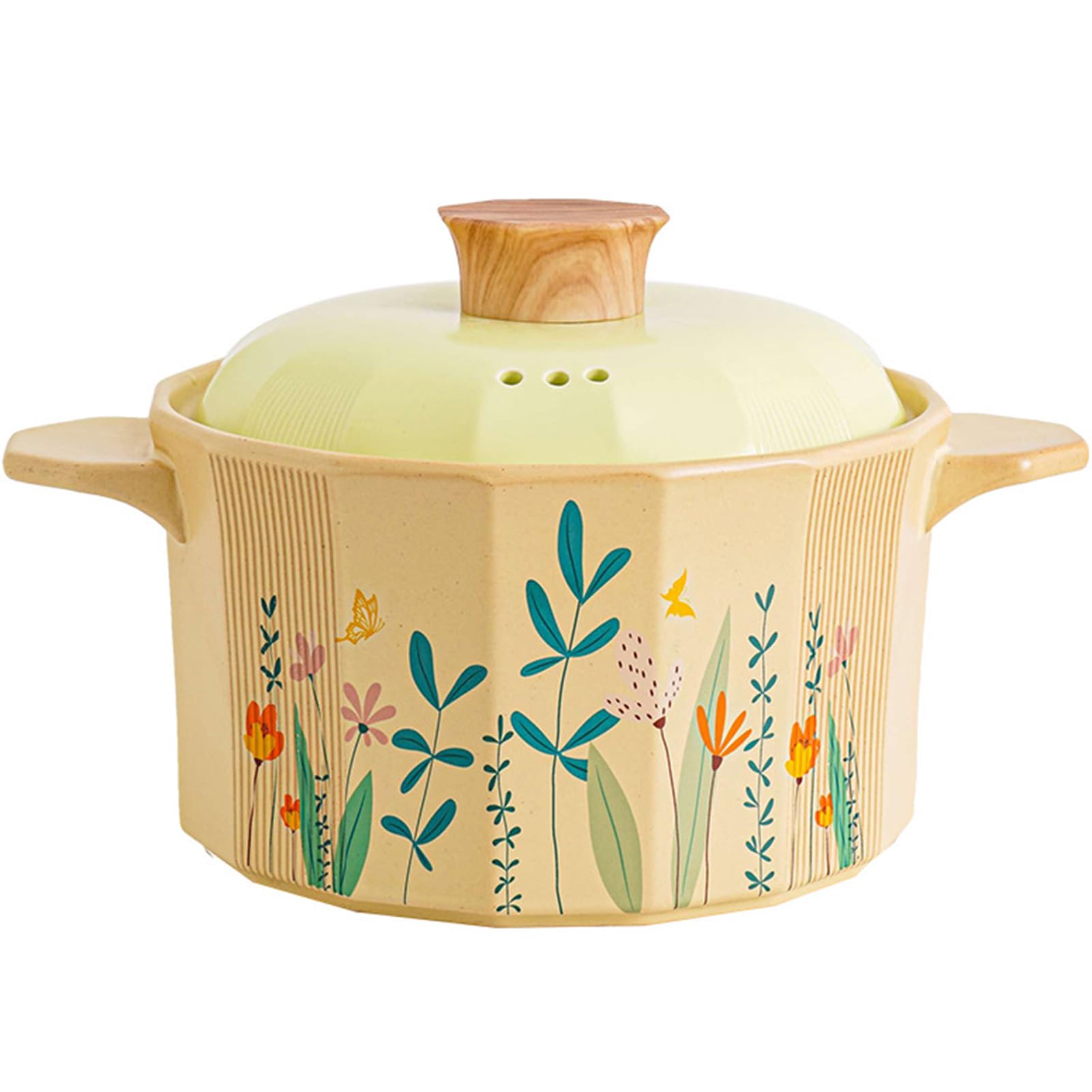 ollas de barro para cocinar, Cacerola de barro antiadherente resistente al calor con tapa(6L/5.4Quarts)