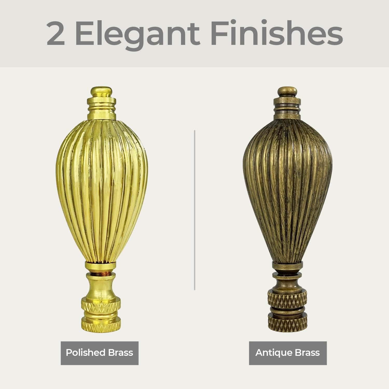 Royal Designs, Inc. Vase Shaped Finial for Lamp Shade, Antique Brass - Pack of 2