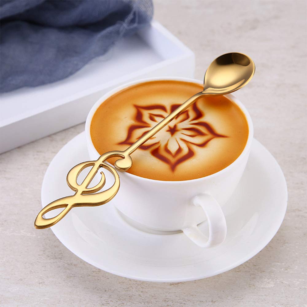 Set De 6 Cuillères à Café En Forme De Guitare - Acier Inoxydable 304 - Cadeau Musicien, Décoration Cuisine - 6