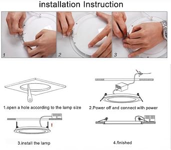 5 Pack 3W LED Panel Light Lamp, Square LED Recessed Downlight Panel Ceiling Lighting with LED Driver, AC85-265V, Hole Size 75MM (3W, Warm White)