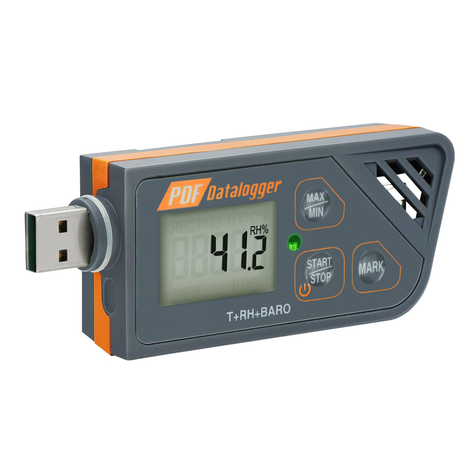 Professional Digital Waterproof USB Datalogger - Measure Temperature, Humidity & Atmospheric Pressure | Generate PDF/Excel Reports | Plug and Play | LED Indicator | Built-in Software