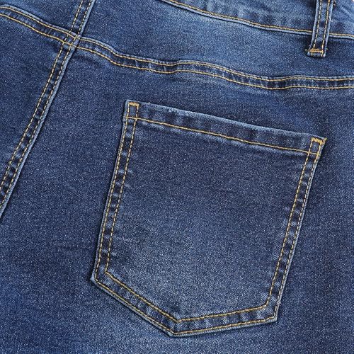 Image of THUNDER STAR Women Mid Rise Ripped Stretchy Jeans Shorts Frayed Raw Hem Casual Denim Shorts