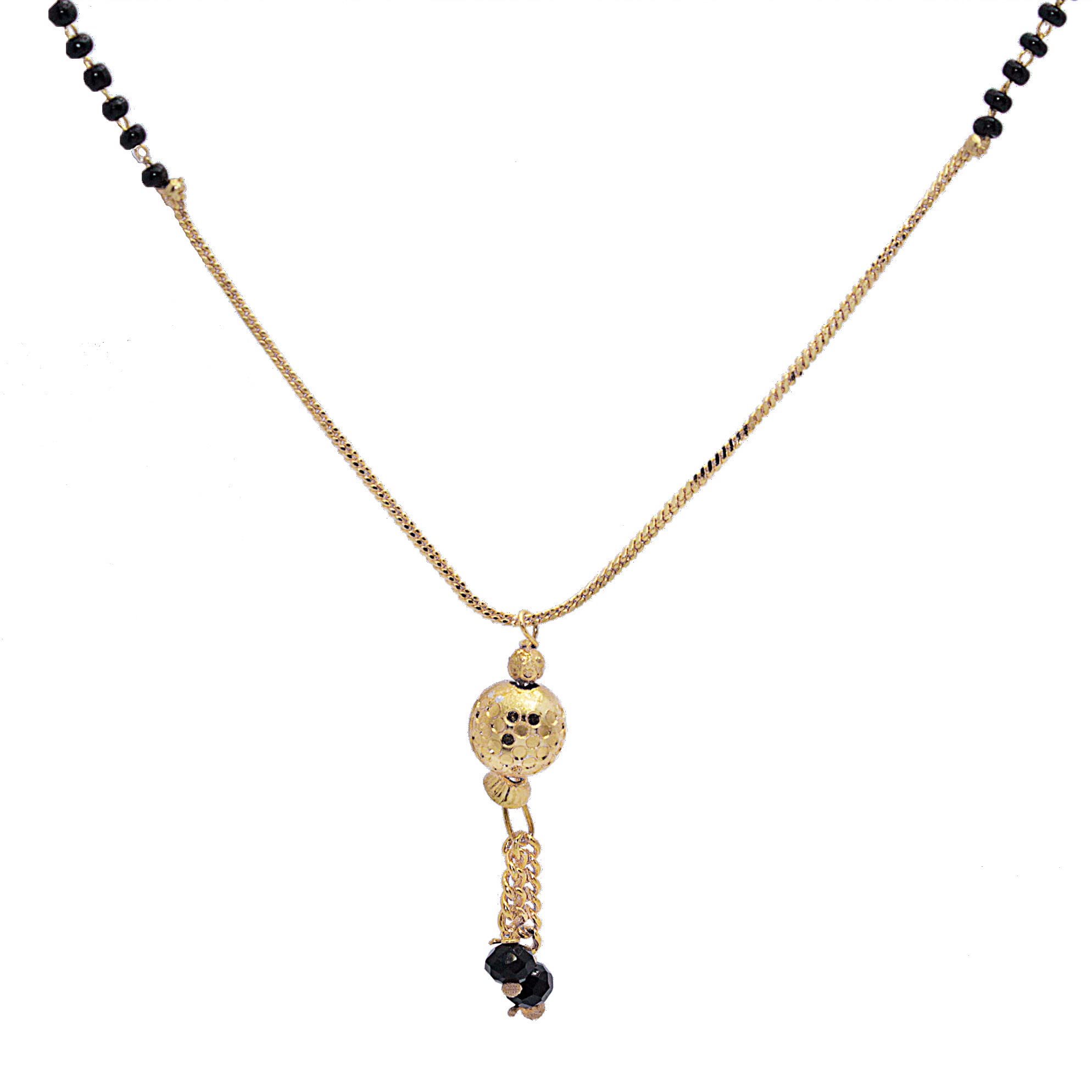 LeOvs Golden Bead Charm Short length Alloy Mangalsutra for Women