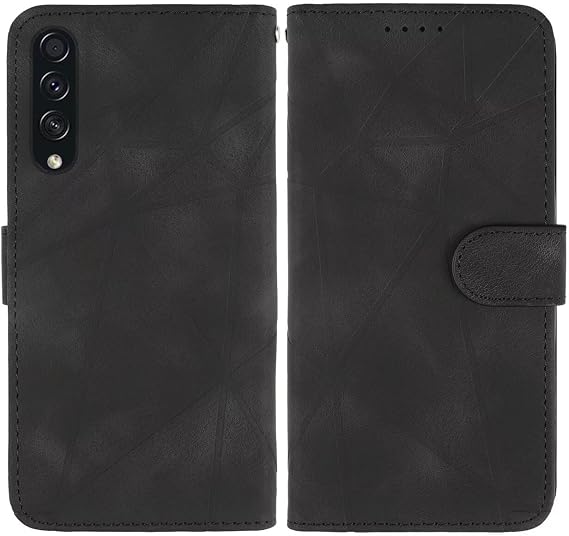 Case for Galaxy A50/Galaxy A30S/Samsung A50S A505U Wallet Case with Tempered Glass Screen Protector, Skin Feel Leather Flip Credit Card Holder Stand Phone Cover for Samsung Galaxy A50 Black