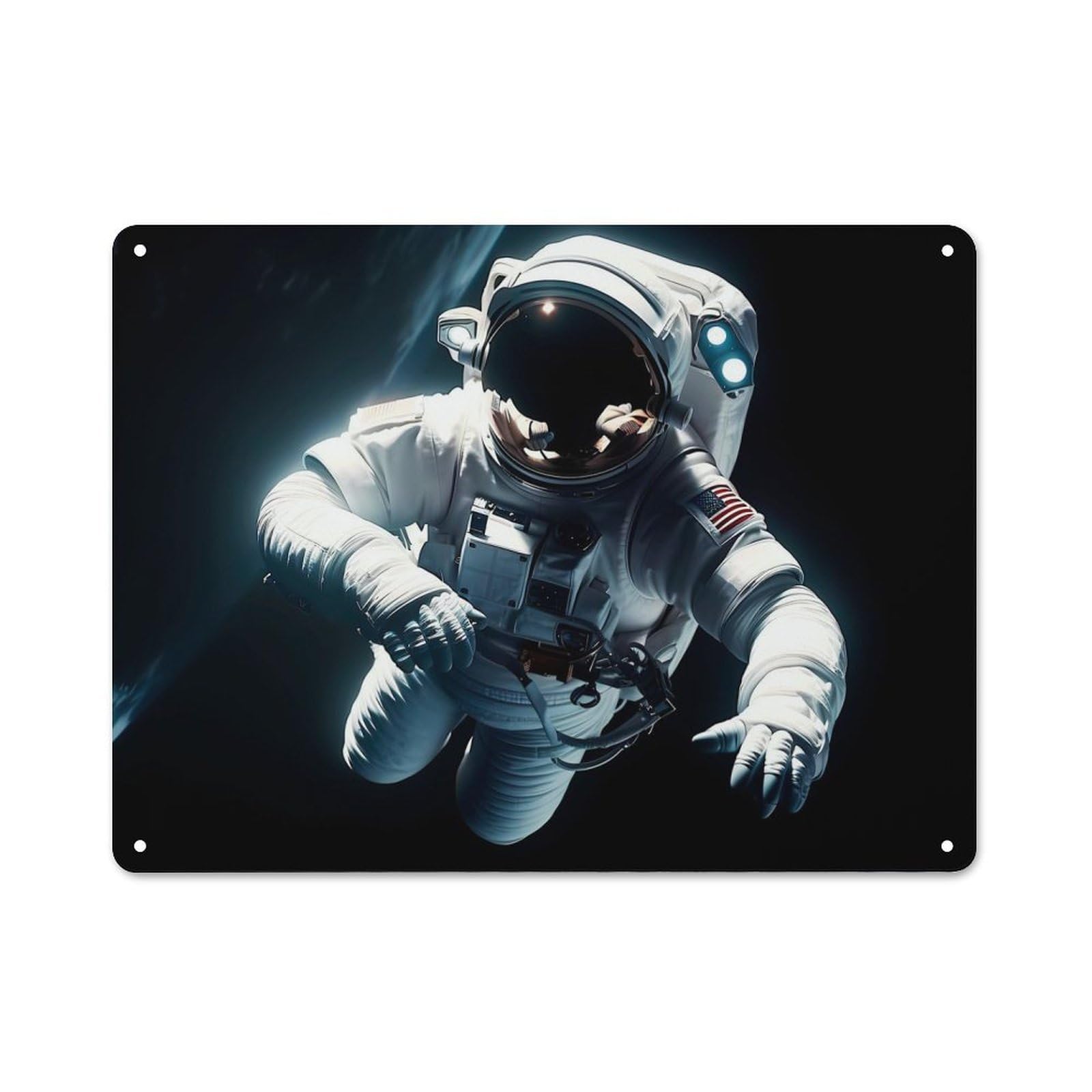 Junmoney Style-11 Spacewalk Creative Metal Wall Decor 30X40cm, Decorative Metal Sign For Office, Study, Studio Or Hallway