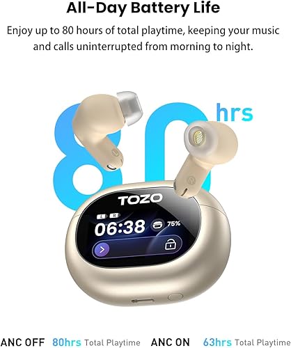 Miniatura 4 de TOZO NC20 Pro Auriculares inalámbricos con cancelación activa de ruido con pantalla táctil inteligente, audio LDAC de alta resolución, graves