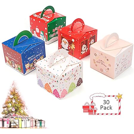 Amazon ギフトボックス クリスマス お菓子 ラッピング 30個セット ギフトラッピング クリスマス プチギフト お菓子 個包装 クリスマス チョコレート クッキー キャンディーボックス ギフトボックス 文房具 オフィス用品