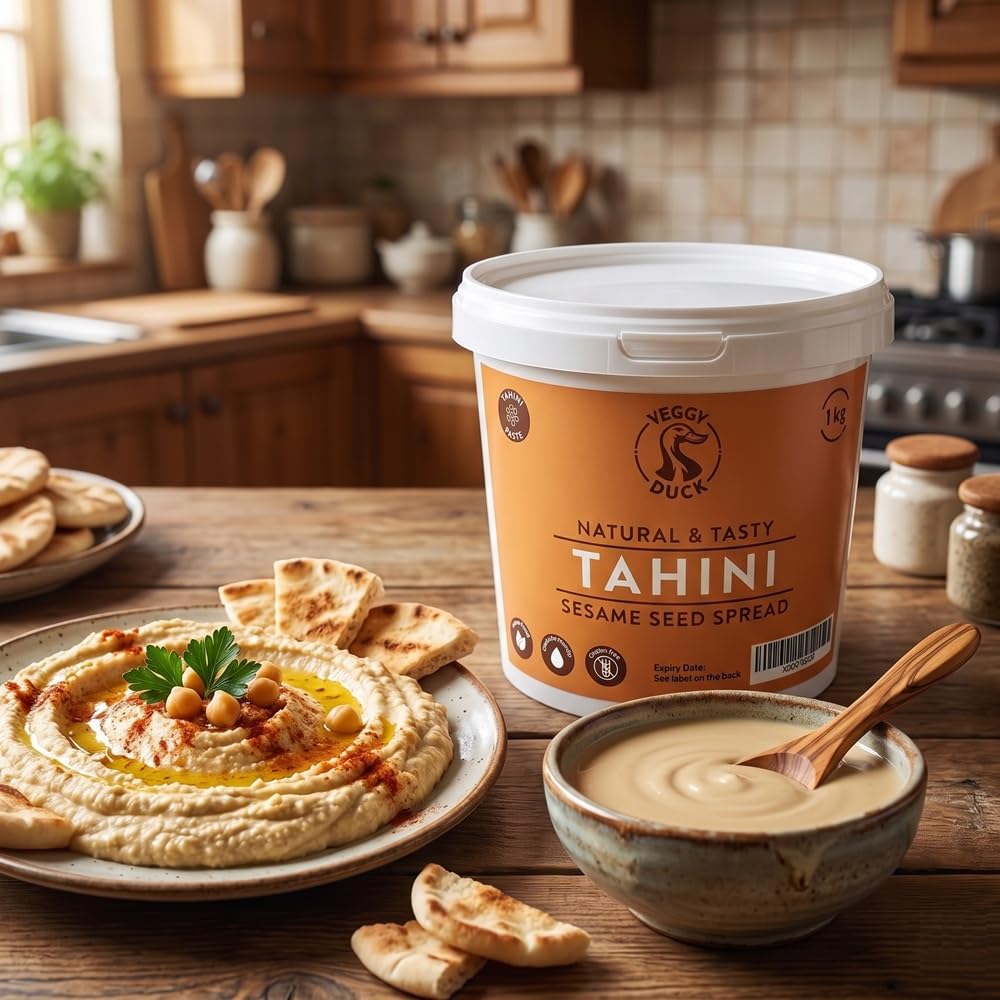 Veggy Duck - Tahini (1Kg) - Graines de Sésame Grillées et Pressées | Naturel | Sans OGM | Végétalien | Idéal pour Houmous