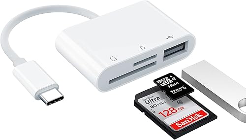 Adaptador de lector de tarjetas USB C SD, adaptador de lector de tarjetas micro SD TF tipo C, adaptador 3 en 1 USB C a USB para lector de tarjetas