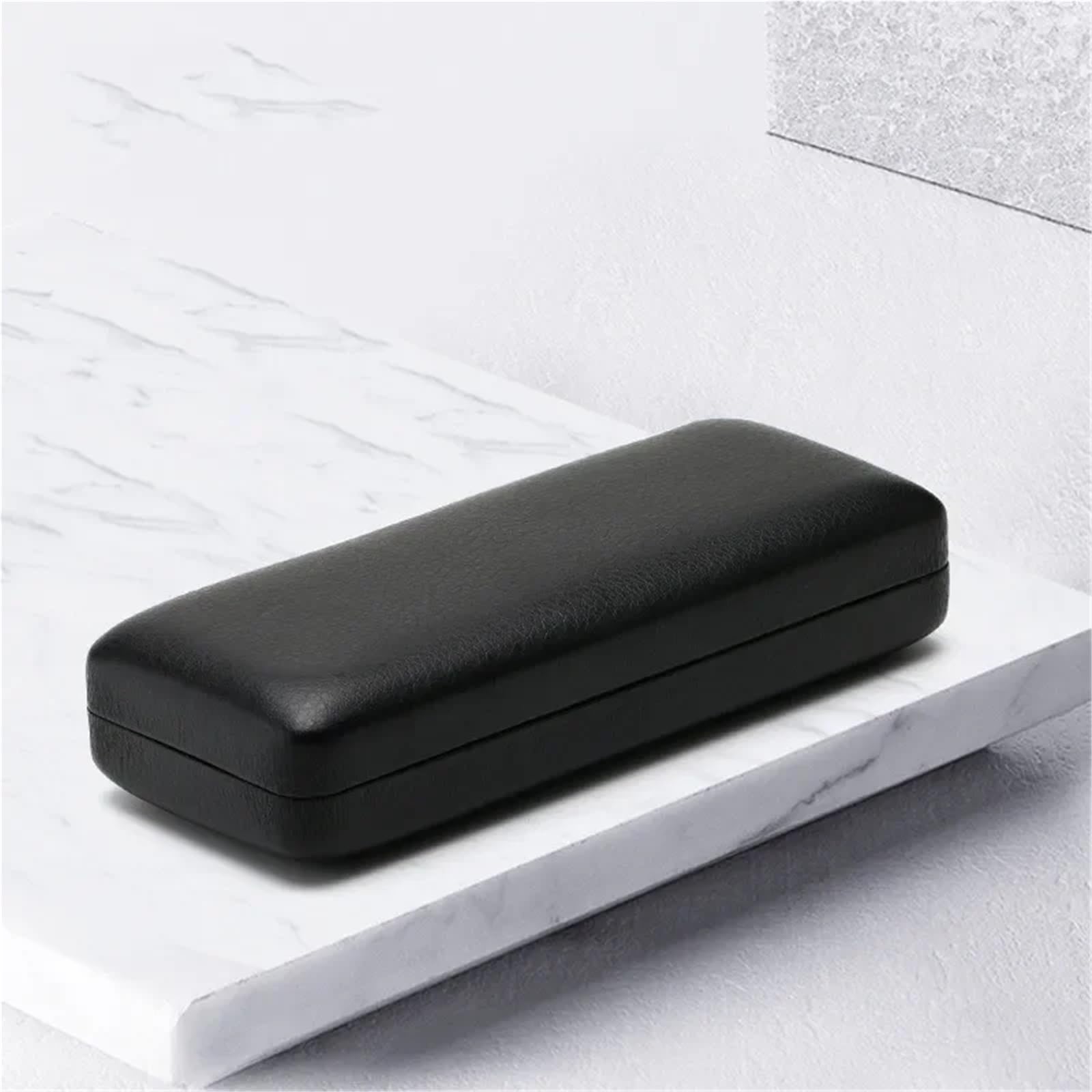 étui à lunettes, Étui à lunettes de soleil carré portable en cuir PU/métal