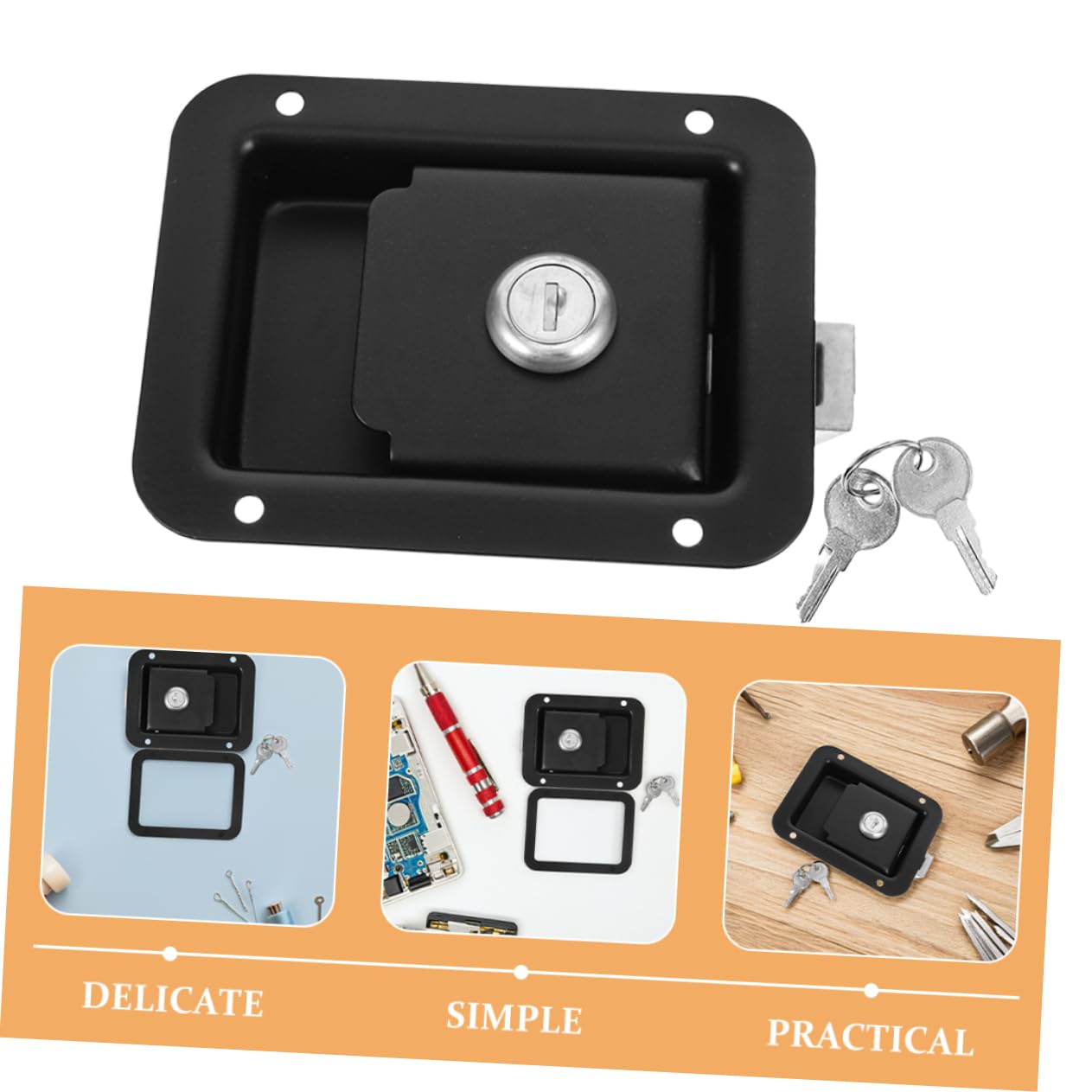 OSALADI Juego de 4 Cerraduras de Acero Inoxidable para Puerta de Autocaravana, Fácil Instalación y Seguridad Mejorada, Color Negro, Diseño Reducido para Remolques