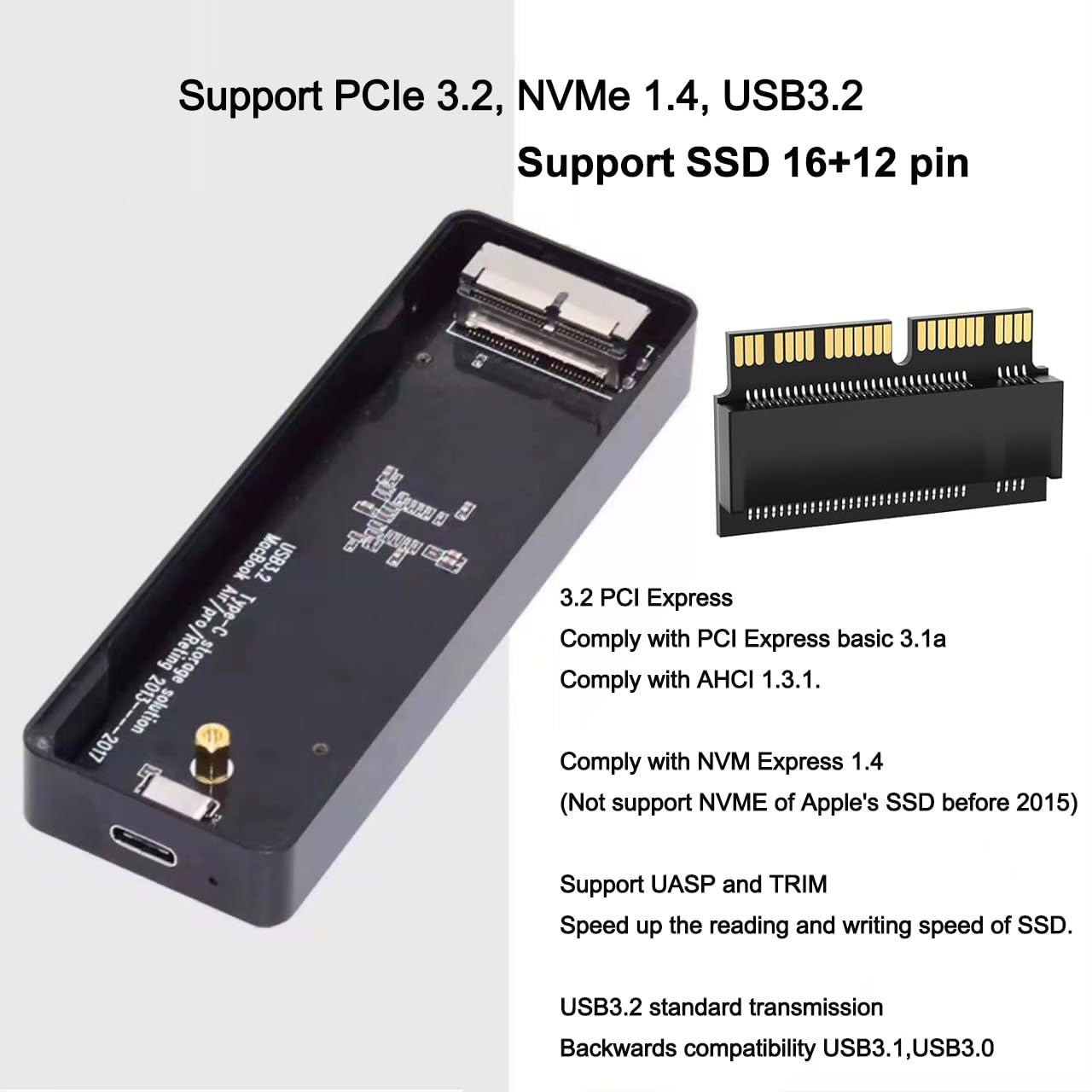 USB C 3.2 Boîtier SSD pour MacBook Air/Pro 2013-2017 A1466 A1465 A1502 A1398