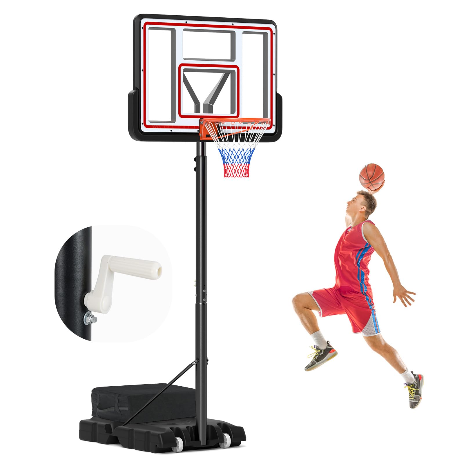 Lischwert Canestro Da Basket Regolabile Per Esterno – Altezza Da 128 A 305 Cm – Con Ruote E Base Riempibile – Ideale Per Bambini, Ragazzi E Adulti - 3
