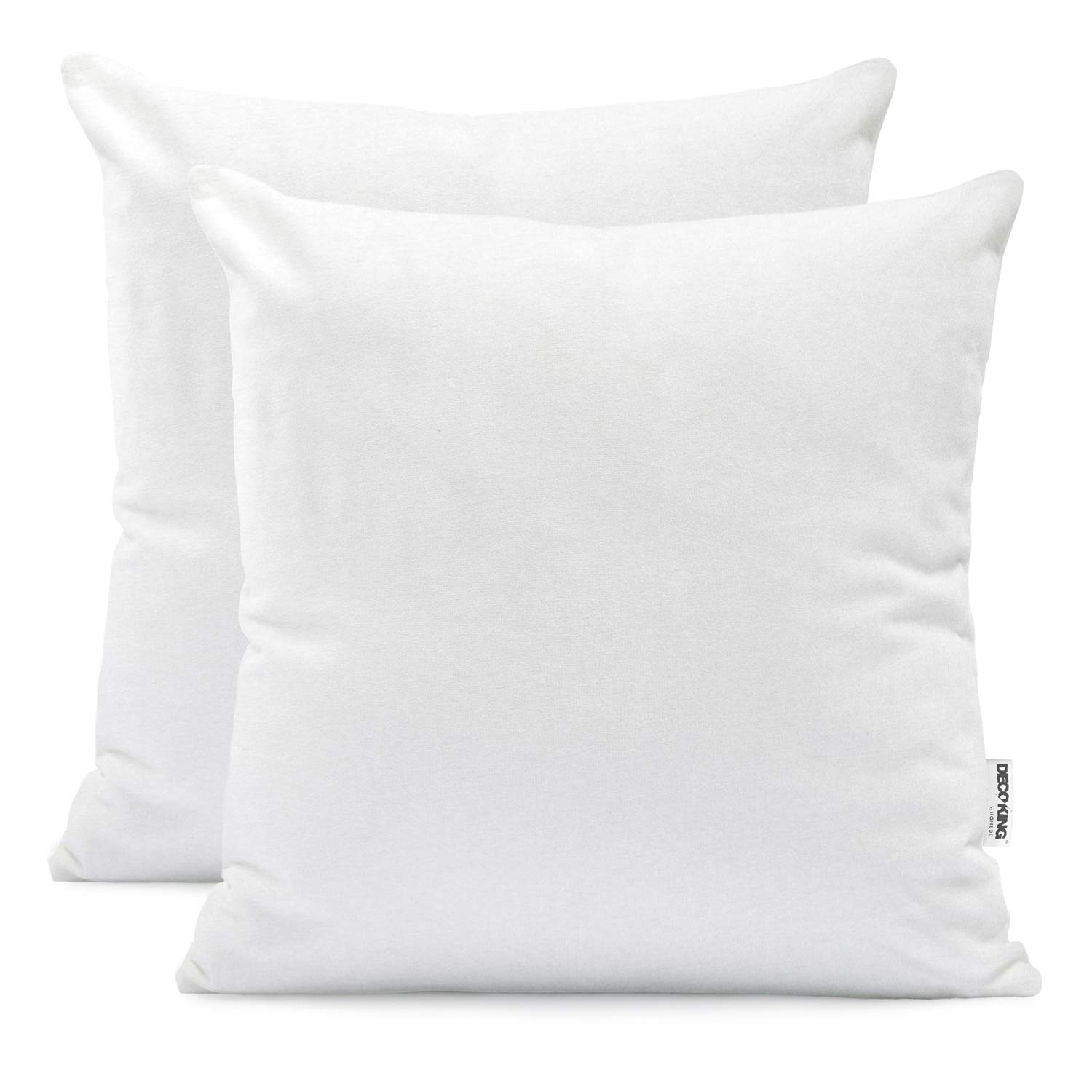 DecoKing 2 Pillowcases 80 x 80 cm Jersey 100% Combed Cotton Zip White Amber, 80 x 80 *2
