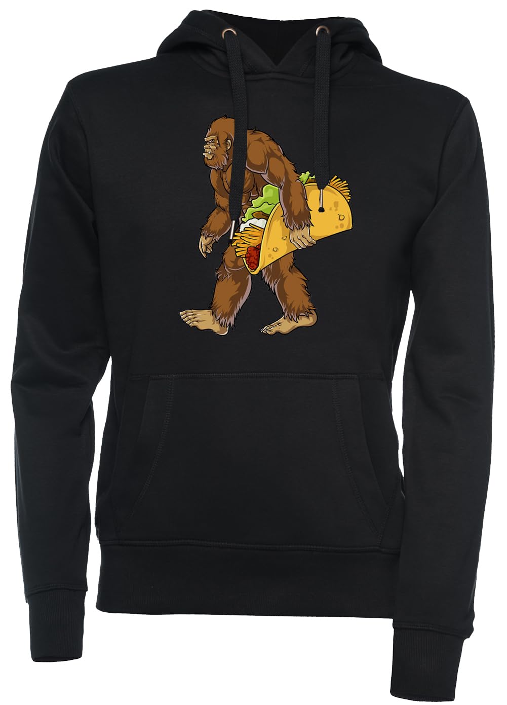 Bigfoot Sasquatch Wearing Taco Hoodie Jumper Black  (size large)