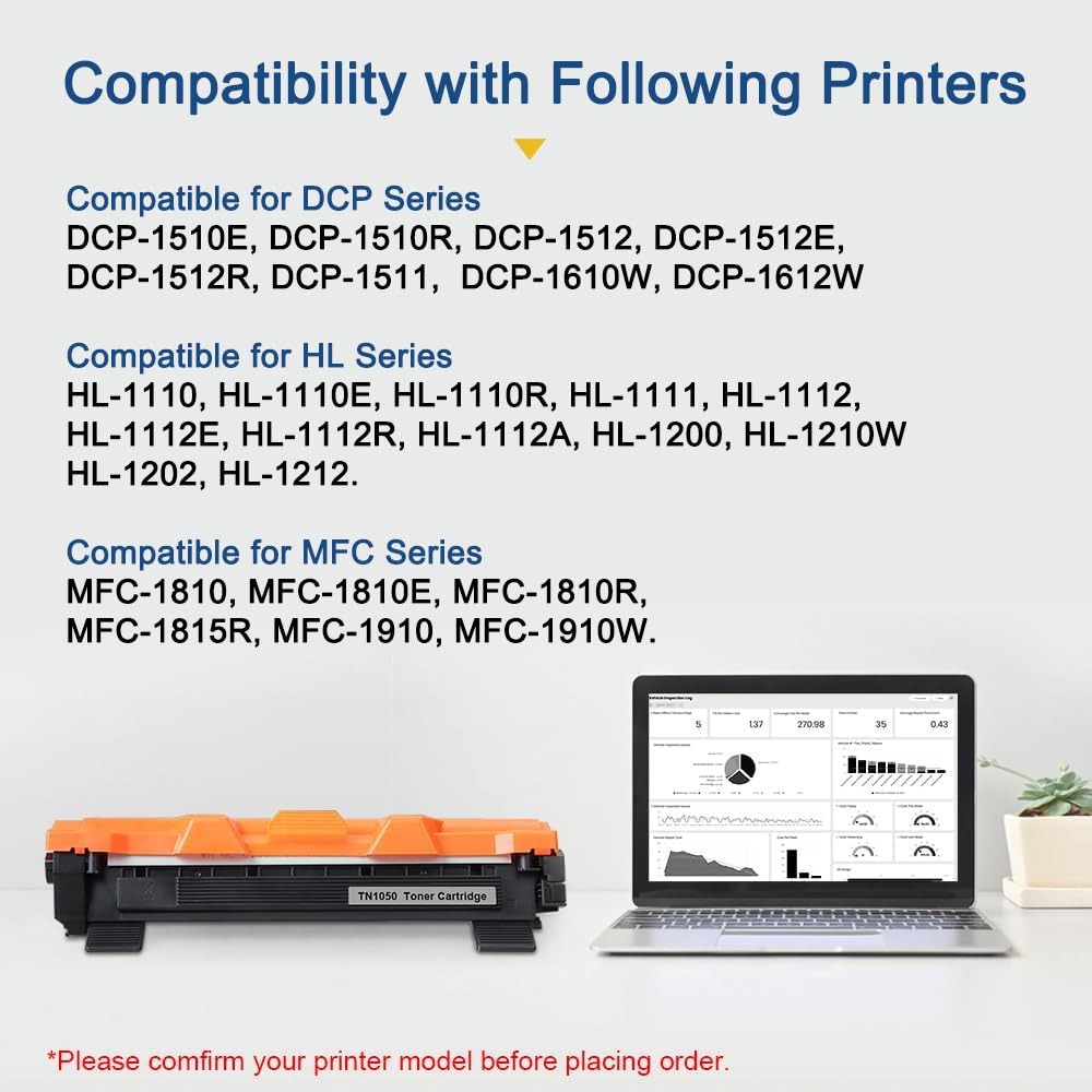 SMARTOMI, confezione da 3, cartucce toner nero TN1050 compatibili con Brother TN1050 per uso con stampanti Brother serie HL-1110 HL-1112 HL-1212 HL-1210 DCP-1510 DCP-1610 DCP-1612 1512 MFC-1810 1910