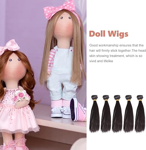 Miniatura 2 de 5Pcs Wefts Doll DIY Wig, Straight Black Doll Wigs Weft Hair Extensions for DIY Crafting, Home Decoration, School Projects